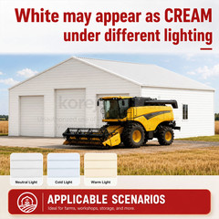 39x39FT White Heavy Duty Metal Barn Steel Building 3 Rolling Doors Korejetmetal