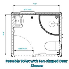 Bastone Private Toilet Portable Toilet with Fan-shaped Door Shower