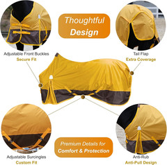 420D Ripstop Lightweight Horse Turnout Sheet, No Fill, Water-Resistant & Breatha