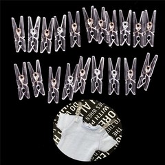 20pcs Mini Clear Plastic Doll Clothespin Photo Paper Peg Clips Laundry Hangers
