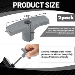 TonGass (2-Pack, Grey RV Waste Valve Handle Replacement for Extension Gray