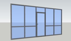 CGP Office Partition System, Glass Aluminum Wall 9′ x 9′ w/ Door, Clear Anodized