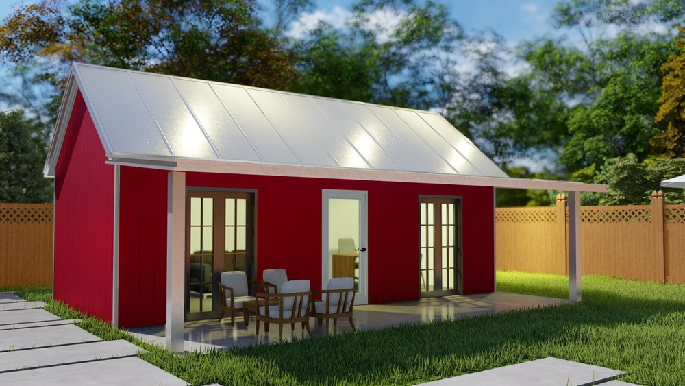 Galvanized Steel Backyard Office Granny Flat Tiny Home Kit Front Porch