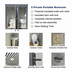 Bastone 2 Private Toilet Stalls w/ Sink Mobile toilet Portable Restrooms