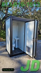 Premium All Steel Frame HD Portable Bathroom Restroom Double Stall Toilet New