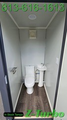 New Double 2 Stall Restroom Portable Toilet Sink Bathroom Job Site Events HD