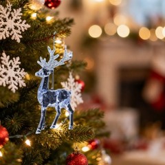 Glittering Deer Snowflake Butterfly Hanging Ornament For Holiday Tree Decoration