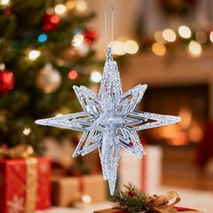 Glittering Deer Snowflake Butterfly Hanging Ornament For Holiday Tree Decoration