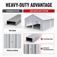 33FT x 25FT Metal Garage Barn – Reinforced Steel Structure with Dual Doors