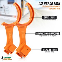Stink Slink 2 PCS RV Sewer Hose Wrench, Universal 3″ & 4″, Orange