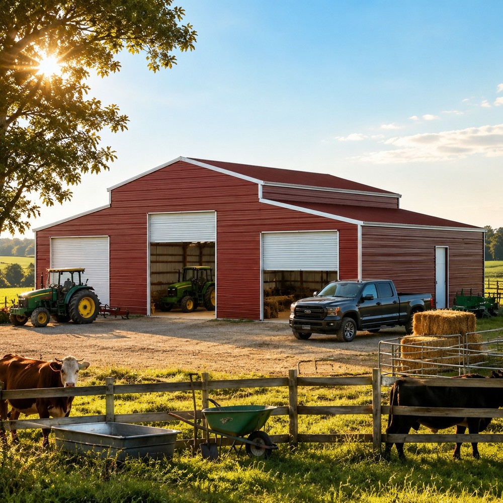 42x30FT Metal Garage Outdoor Storage Shed Heavy Duty Galvanized Steel Barn Farm