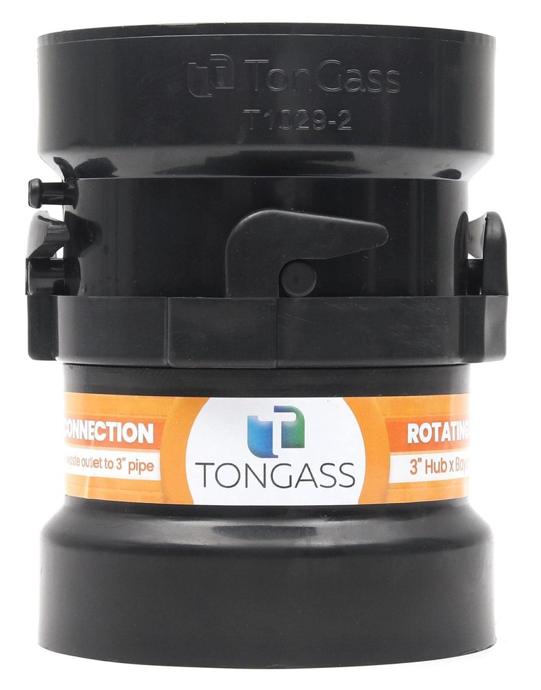 TonGass (Combo Pack) RV Sewer Hose Fitting Adapter to PVC, 3 inches, Black