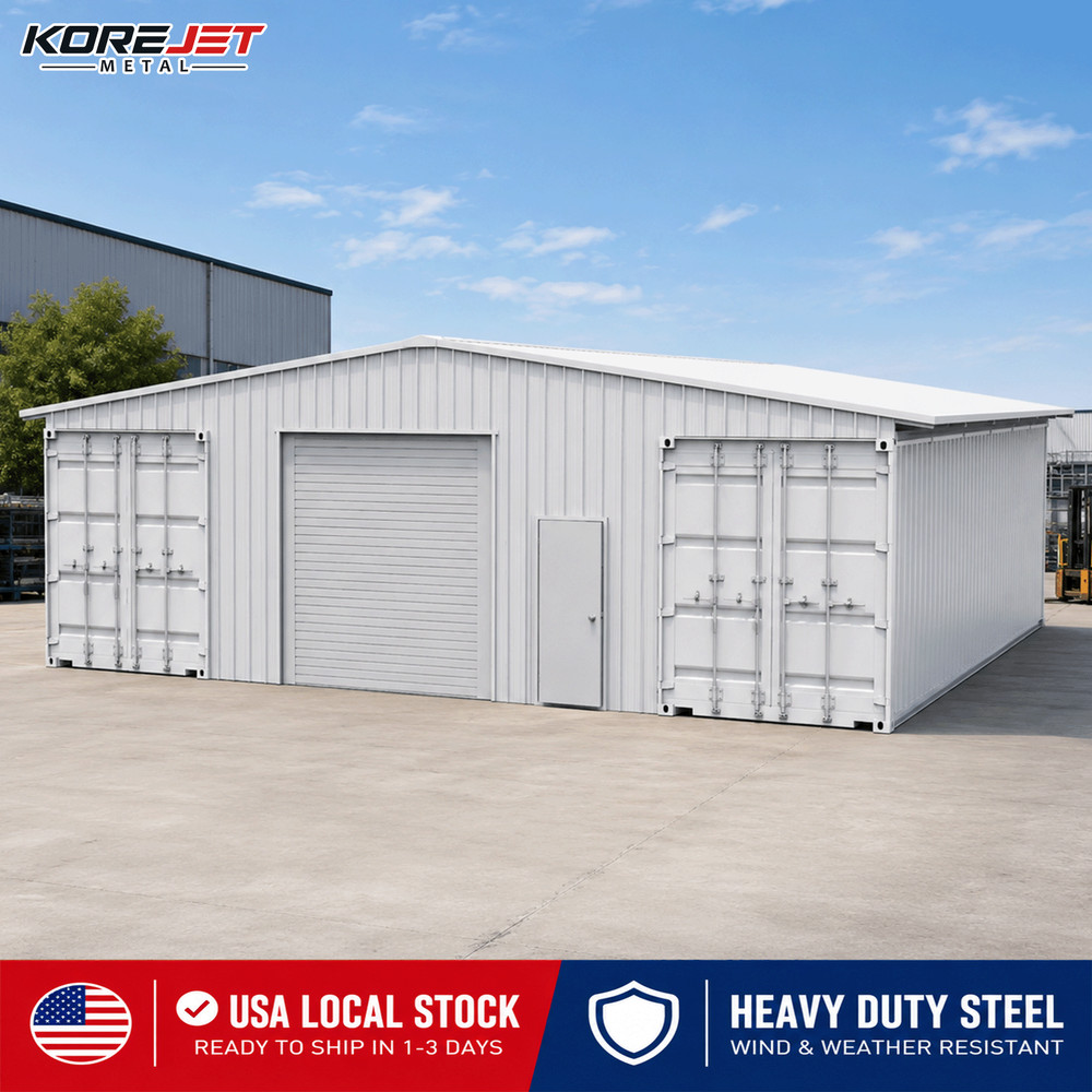 40 x 36FT Shipping Container Roof Kit Heavy Duty Steel Shelter with Roller Door