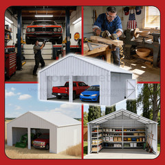 33FT x 25FT Metal Garage Barn – Reinforced Steel Structure with Dual Doors