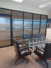 CGP Reeded Glass 3-Wall Partition System w/Door, 9′ x 11′ x 11′ x 9′, Black