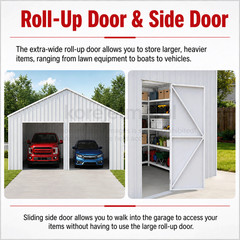 33FT x 25FT Metal Garage Barn – Reinforced Steel Structure with Dual Doors