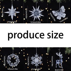 Glittering Deer Snowflake Butterfly Hanging Ornament For Holiday Tree Decoration