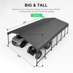 PABIMIA 20×30 FT Heavy-Duty Metal Carport, Outdoor Galvanized Steel Shelter