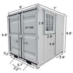 7FT Cubic Shipping Container | Lockable Door & Window | Portable Office | Storag
