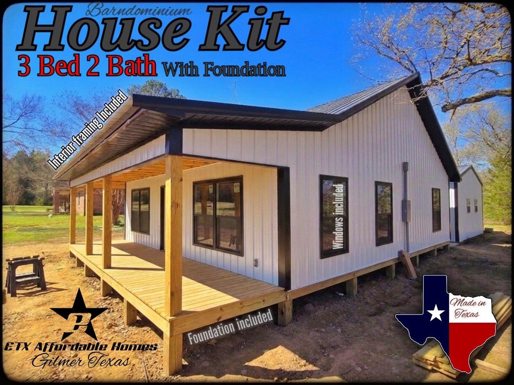 (HOUSE KIT WITH FOUNDATION & INTERIOR FRAMING) 3BED/2BA 34′ x 34′