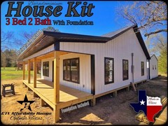 (HOUSE KIT WITH FOUNDATION & INTERIOR FRAMING) 3BED/2BA 34′ x 34′