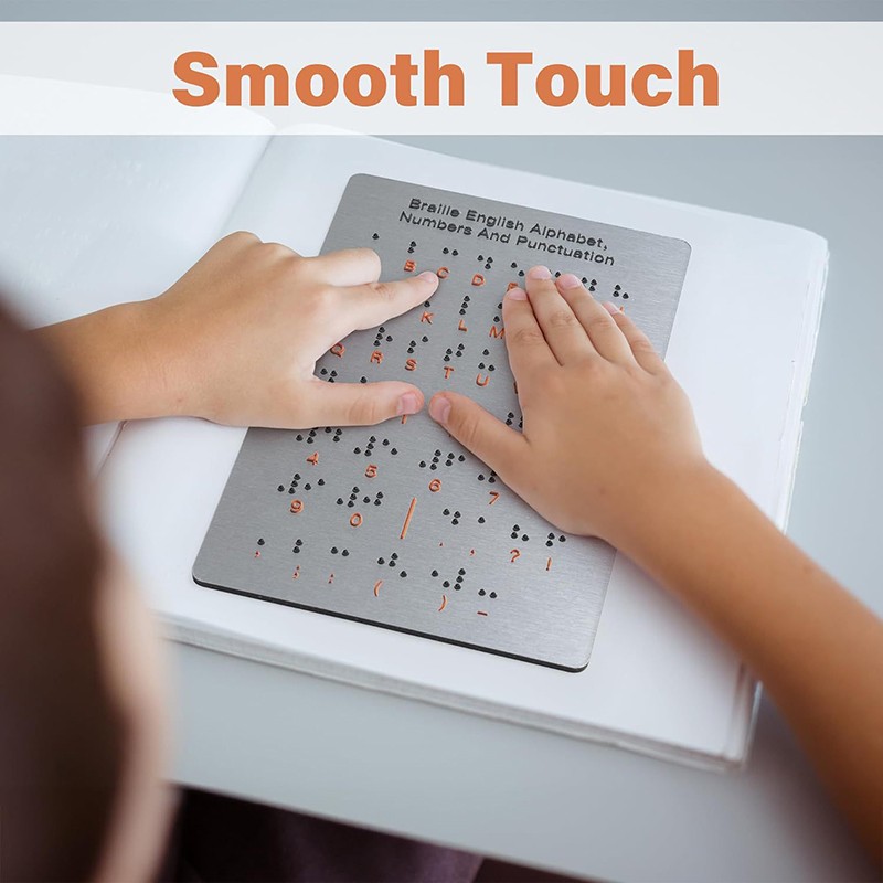 Braille Alphabet And Numbers Learning Tool – Durable Metal Tactile Bump Reading