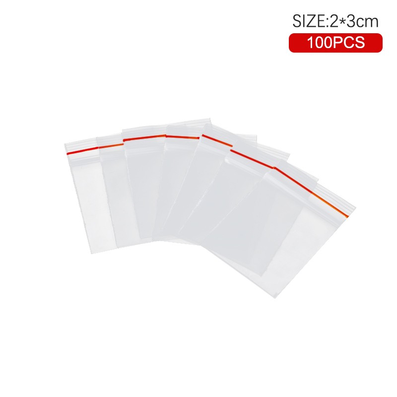 100Pcs PE Plastic Packaging Bag Ziplock Bag Pill Packaging Bag 2×3/2.5×3/3.5x5cm