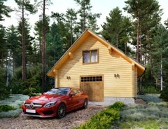 LOG GARAGE KIT LH_BG-80 ECO FRIENDLY WOOD PREFAB DIY BUILDING CABIN HOME MODULAR
