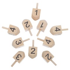 10 Pcs Festive Wooden Top Dreidel Craft Decor Chanukah Party Favor Dreidels