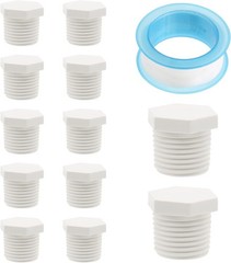 12 PCS Water Heater Drain Plug, 1/2 Inch NPT White Plastic