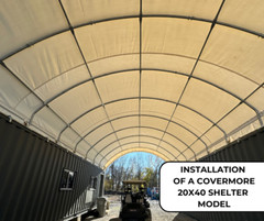 20×20 PVC Fabric conex container mounted shelter + High Cube Back Wall With Vent