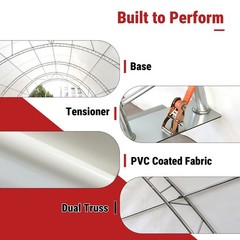 40x40x15FT Shipping Container Canopy w/Double Galvanized Steel Tube,Fabric Cover