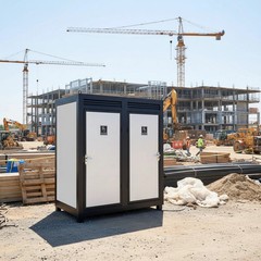 2-Stall Outdoor Portable Restroom Cabin Dual Toilet with Sink, Light & Vent Fan