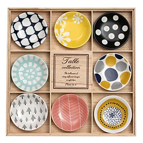 Ogura Ceramic Small Plates 8pcs Set 8.9cm Nordic Style Japan Made Microwave Safe