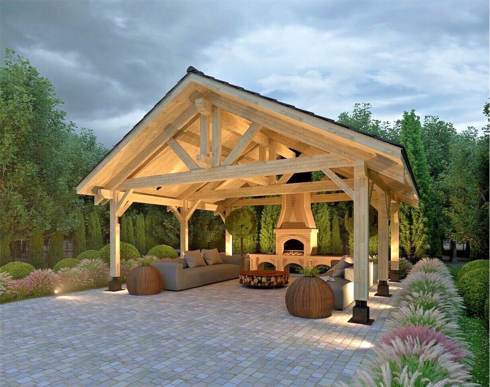 474 sq.ft. 20’x22′ PREMIUM TIMBER CARPORT FOR 2 VEHICLES CARS WOOD CANOPY PREFAB