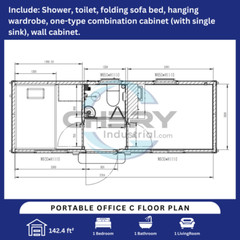 7x20ft Portable Office w/ Bedroom Toilet Shower Steel frame Lockable Entry Door