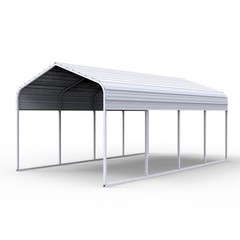Heavy Duty 11×20 Ft Metal Carport Canopy with Reinforced Structure, White