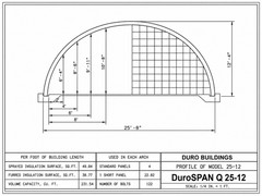 Q25x25x12 Engineered Steel Building Kit | DuroSPAN Clear-Span Arch | Open Ended