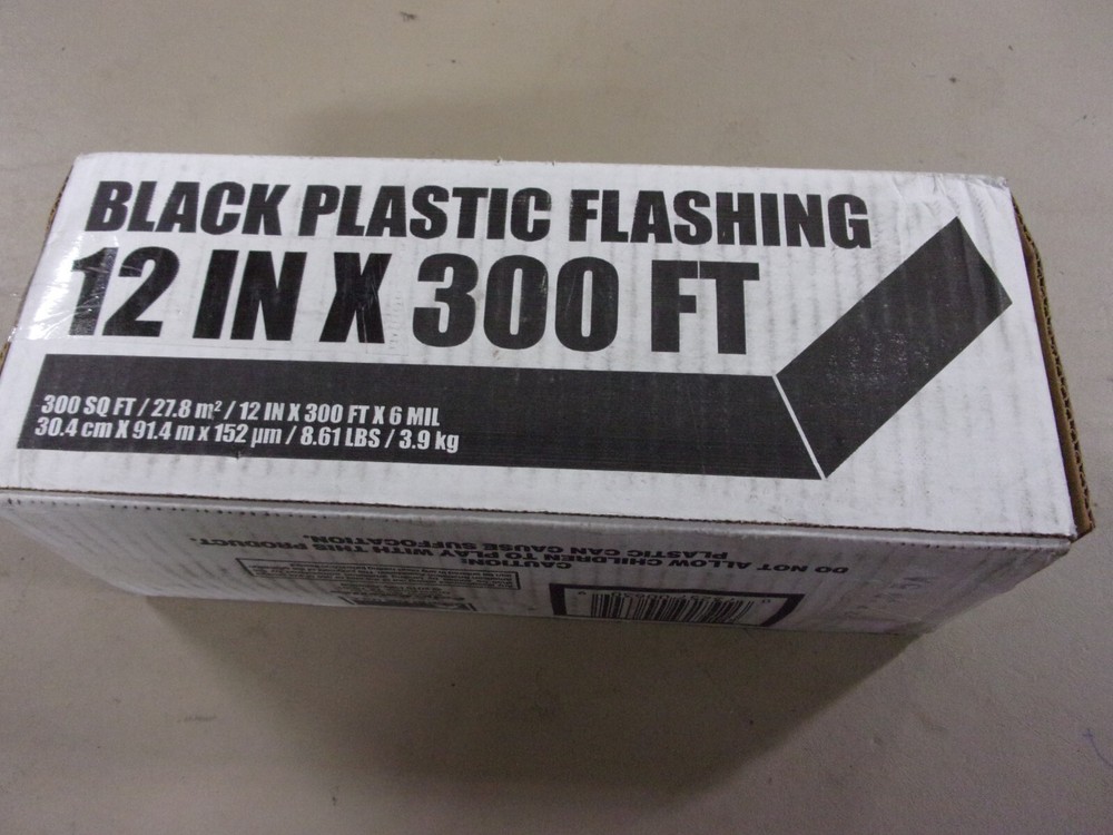 NEW POLY-AMERICA BRAND BLACK PLASTIC FLASHING 12″ X 300′ # FLASH-12B