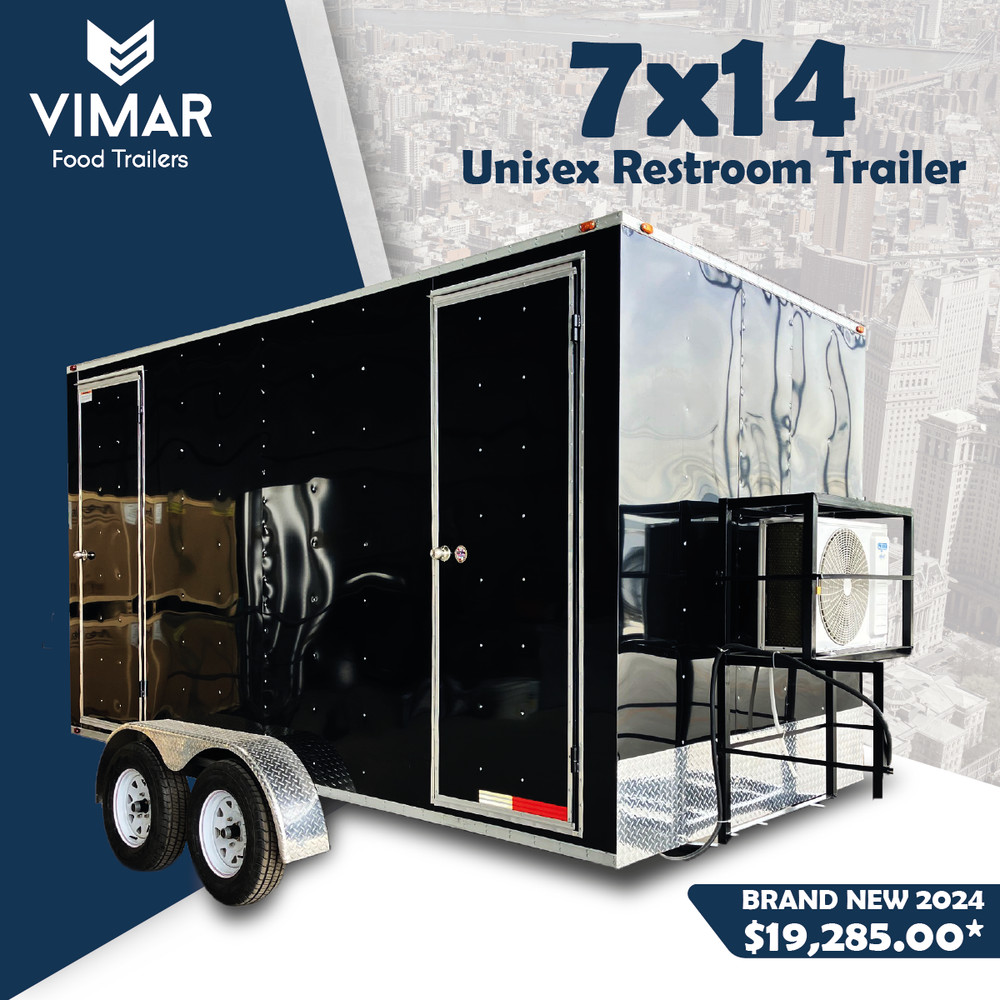 7×14 New Unisex Restroom Trailer, Custom Trailer Manufacturers, Mobile Bathroom