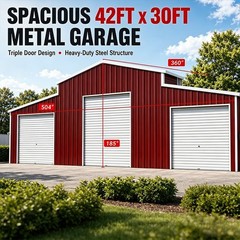 42x30x15′ Metal Car Garage Outdoor Storage Shed Galvanized Steel Barn USA Stock