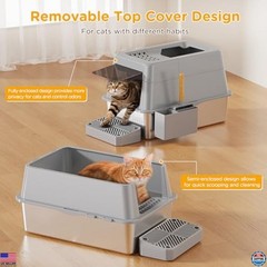 Extra Large Stainless Steel Cat Litter Box with Lid – High-Sided, Covered Access