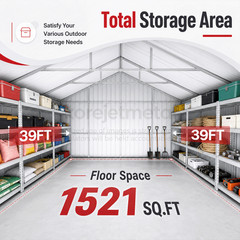 39x39FT White Heavy Duty Metal Barn Steel Building 3 Rolling Doors Korejetmetal