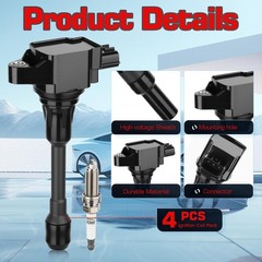 UF549 Ignition Coil Pack and Iridium Spark Plugs Set of 4 For Nissan Sentra A…