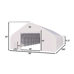 50x100x23 Double Truss Storage Building Shelter – Premium 26oz PVC Canvas Fabric