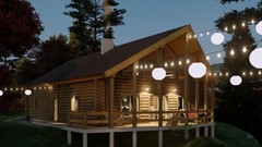 LOG CABIN HOME shell kit logs 1950 sq ft 32′ by 50′ with loft