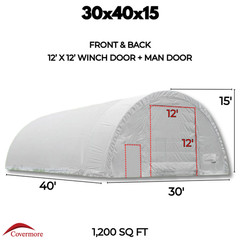 30x40x15 30 oz. PVC Fabric Canvas Storage Shelter Building Hoop Barn boat shop