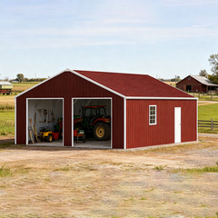 33x25FT Metal Garage Barn Outdoor Storage Shed Reinforced Steel Barn Carport Red