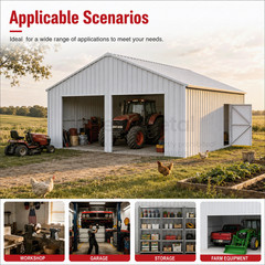 45′ x 25′ x 14′ Outdoor Storage Shed Reinforced Steel Structure Barn Car Garage