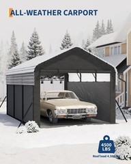 10×15 FT Metal Carport with Steel Frame &220 g Tarp, Outdoor Heavy Duty Shelter
